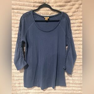 Wrangler Women's Navy Long Sleeve Top with Lace Accents
